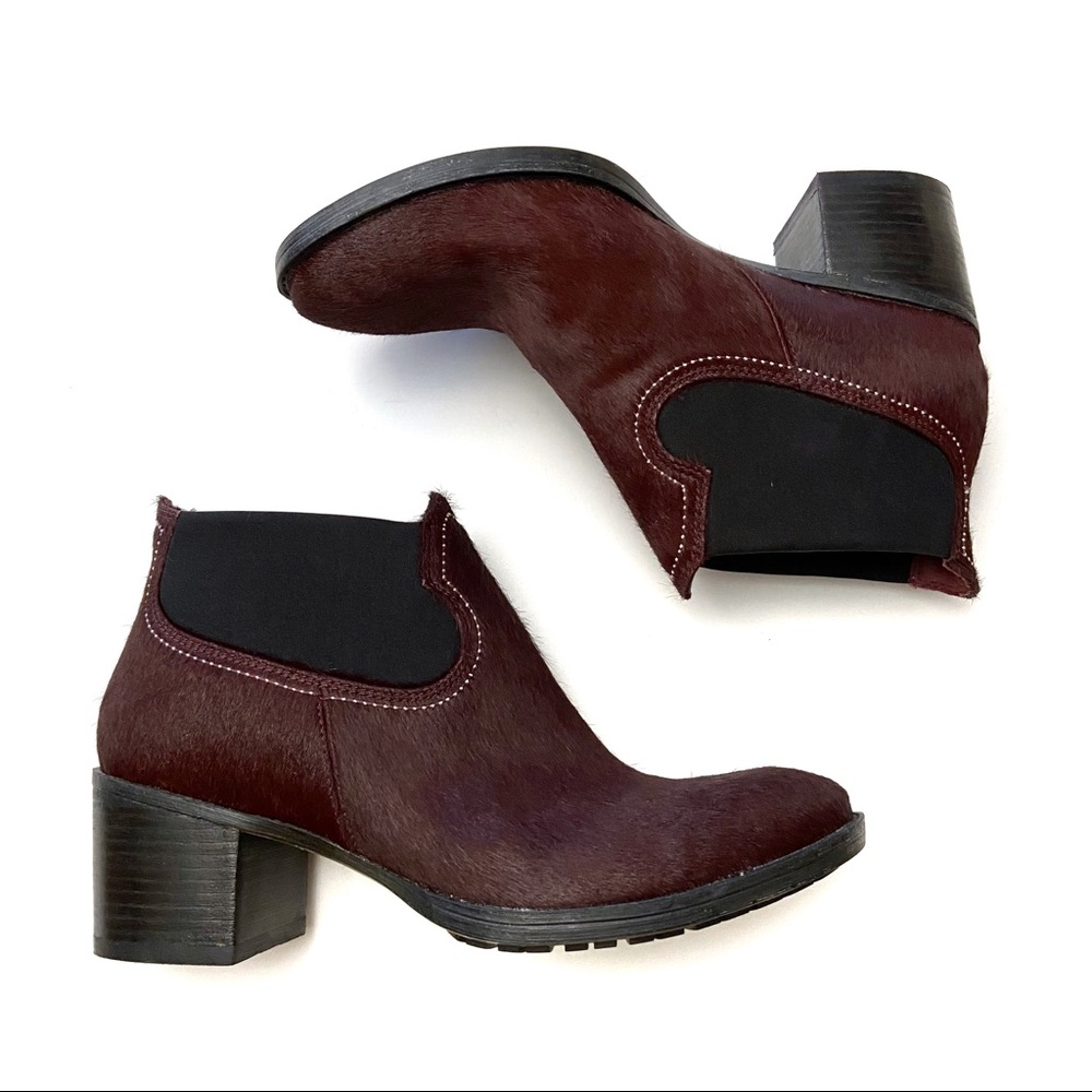 Clarks Oxblood Pony Hair Leather Ankle Booties - Picture 2 of 9